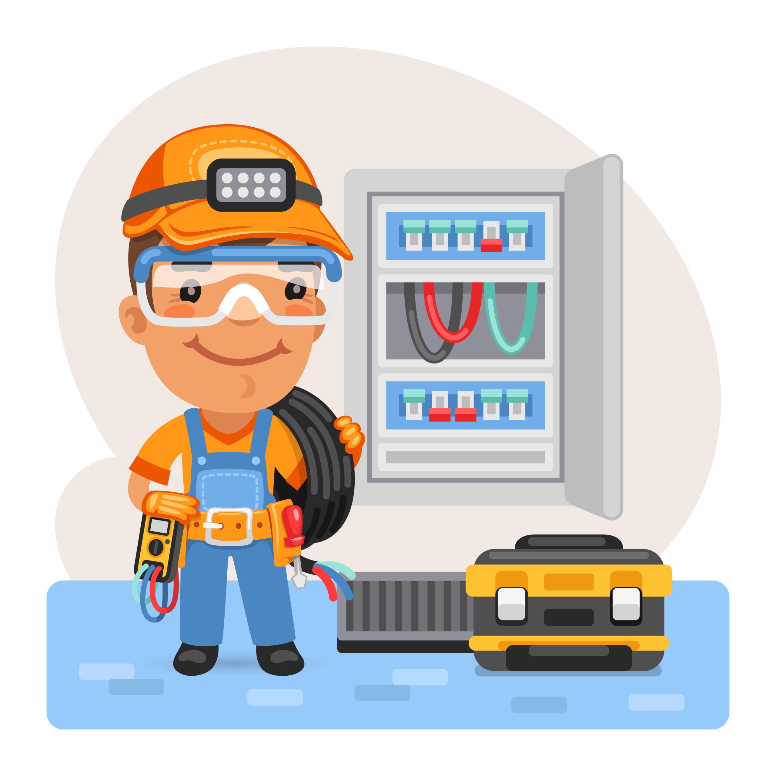 Cartoon Electrician Cable Man